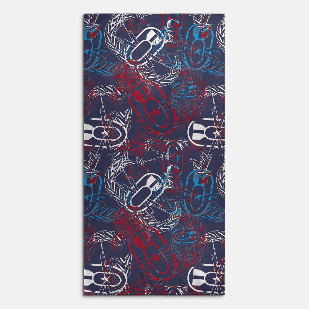 Print On Demand - Beach Towel - "It's 5 o'clock Somewhere" (Red, White, & Blues)